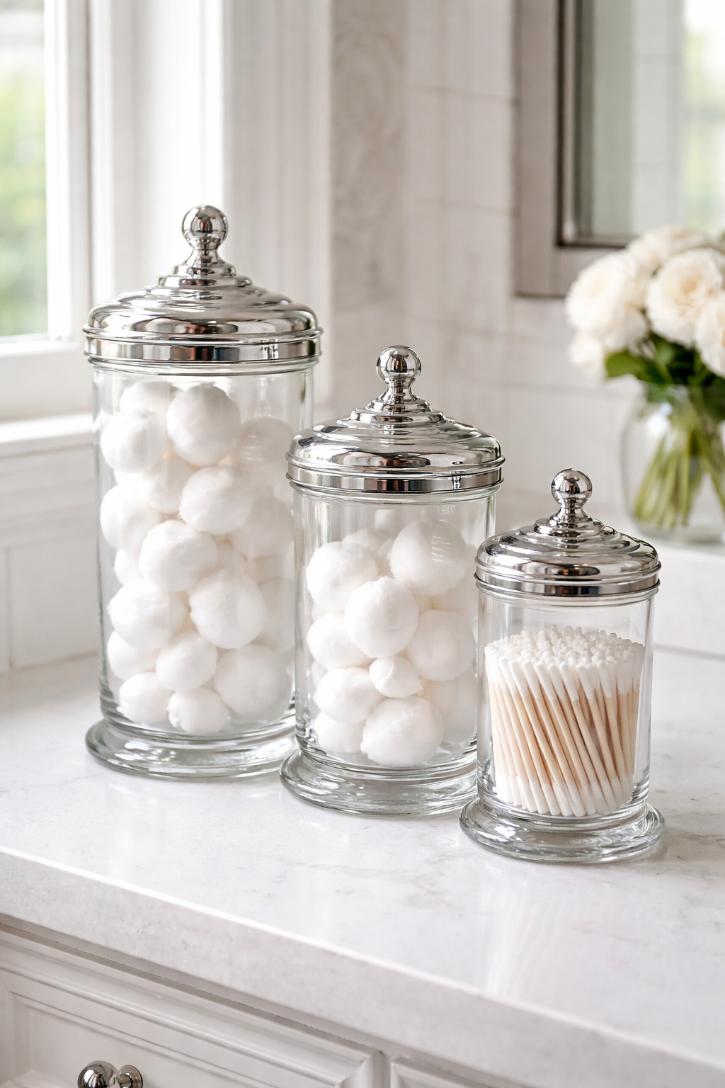 Timeless Apothecary Jars for Cotton and Swabs