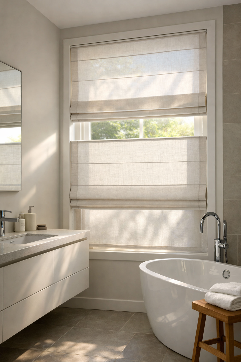 Top-Down Bottom-Up Roman Shades for Flexible Light Control