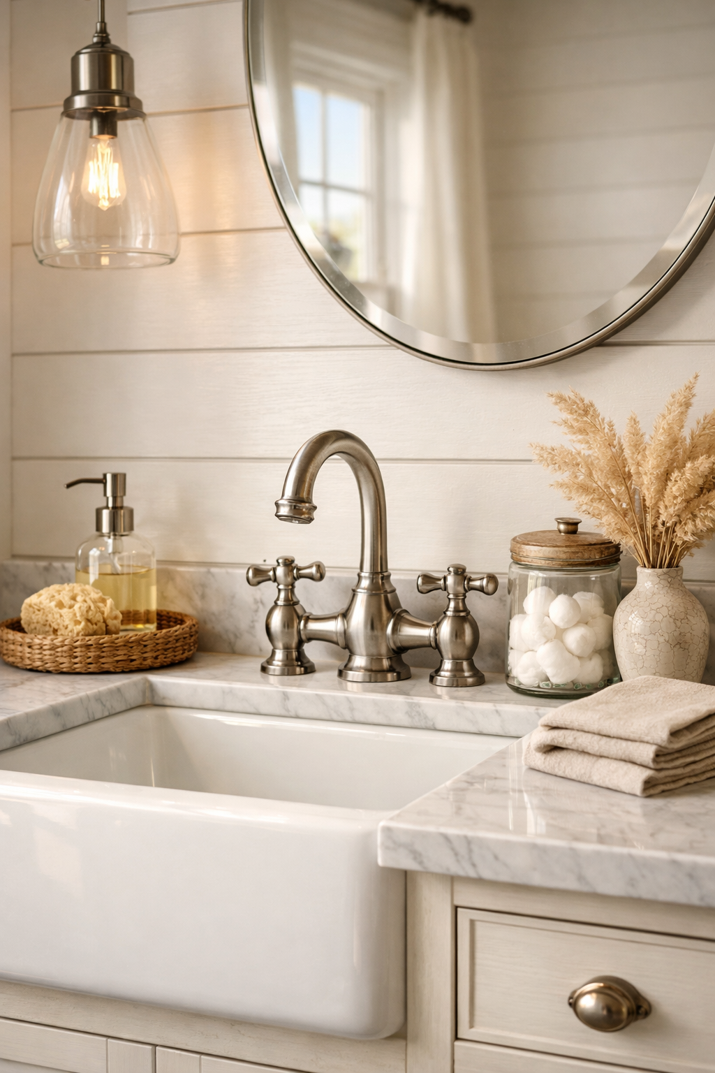 Vintage-Inspired Fixtures in Brushed Finishes