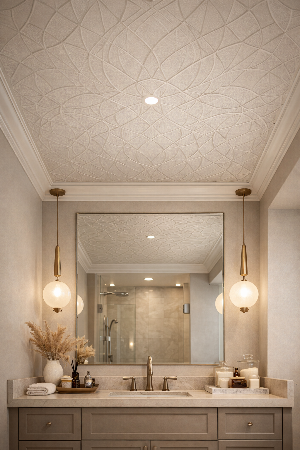 Wallpapered Ceiling with Subtle Patterns