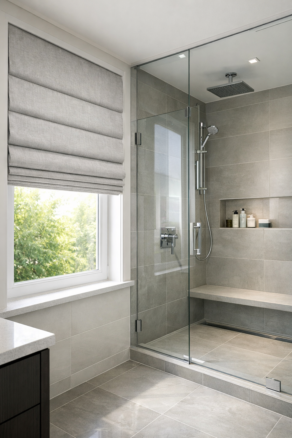 Waterproof Roman Shades for High-Moisture Areas