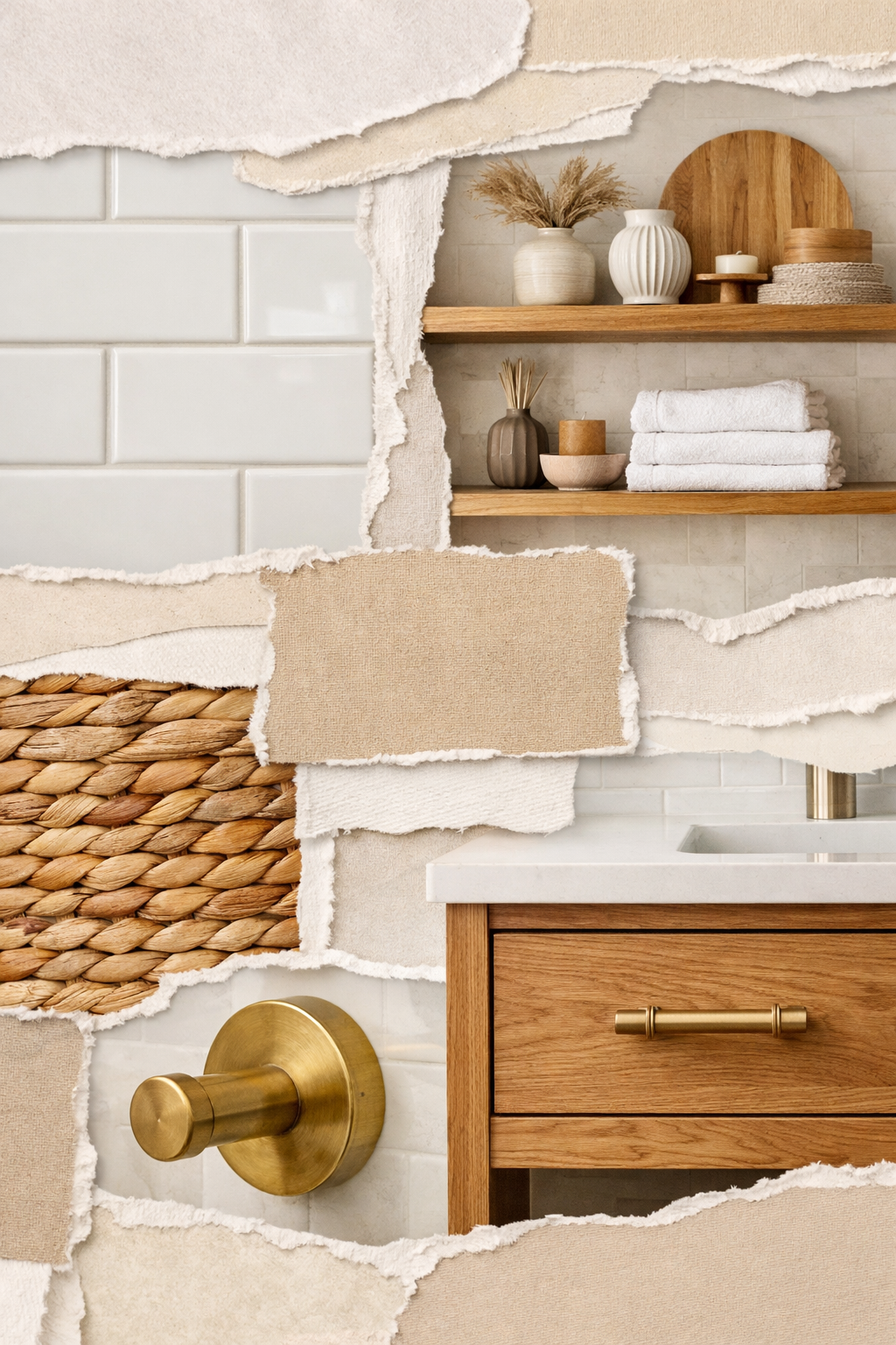 White Subway Tile with Warm Wood Accents