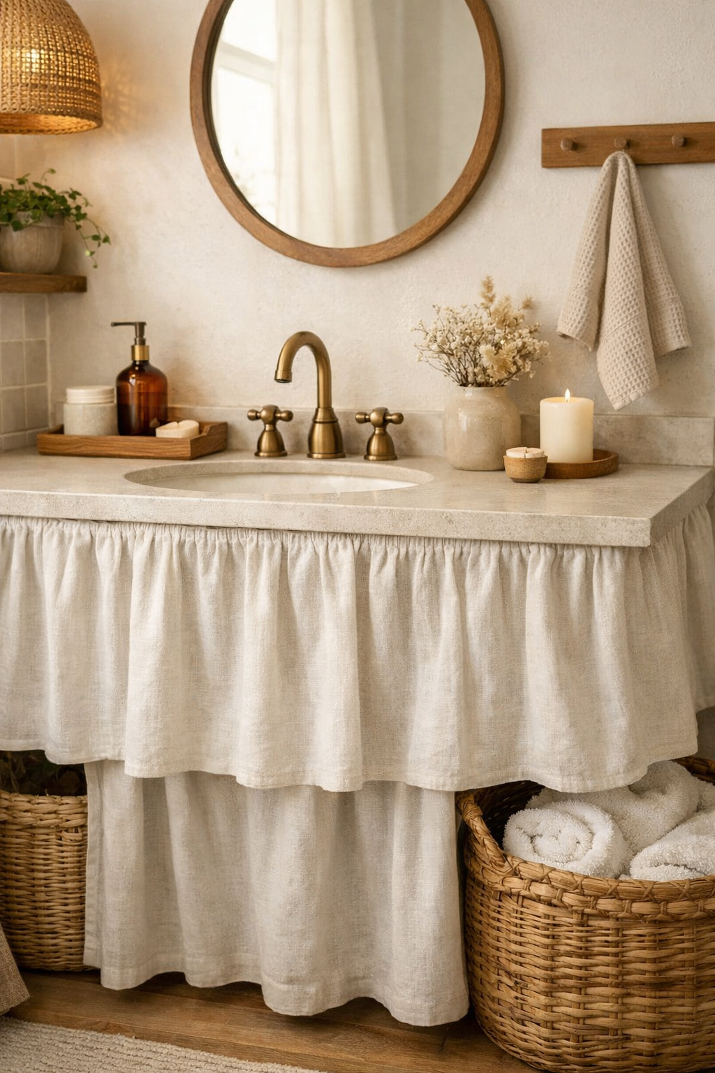 Removable Sink Skirts for Hidden Storage
