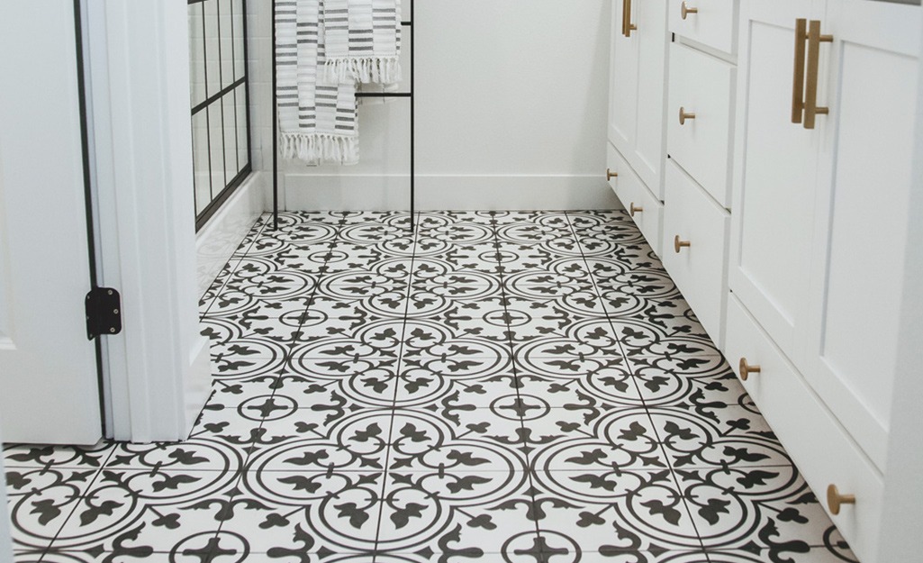 patterned bathroom tiles